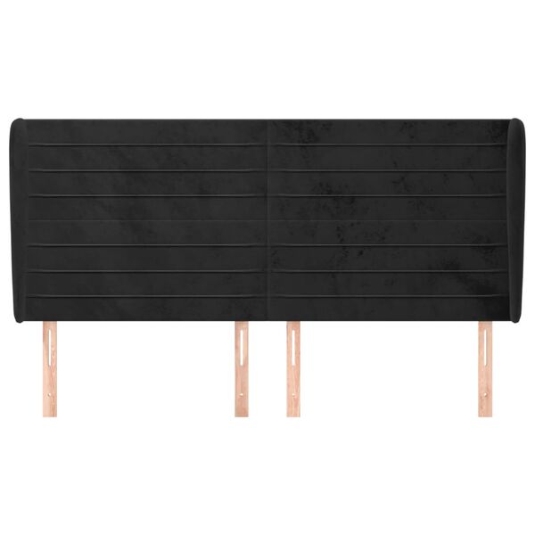 vidaXL Kopfteil mit Ohren Schwarz 203x23x118/128 cm Samt