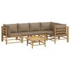 vidaXL 6-tlg. Garten-Lounge-Set mit Kissen Taupe Bambus