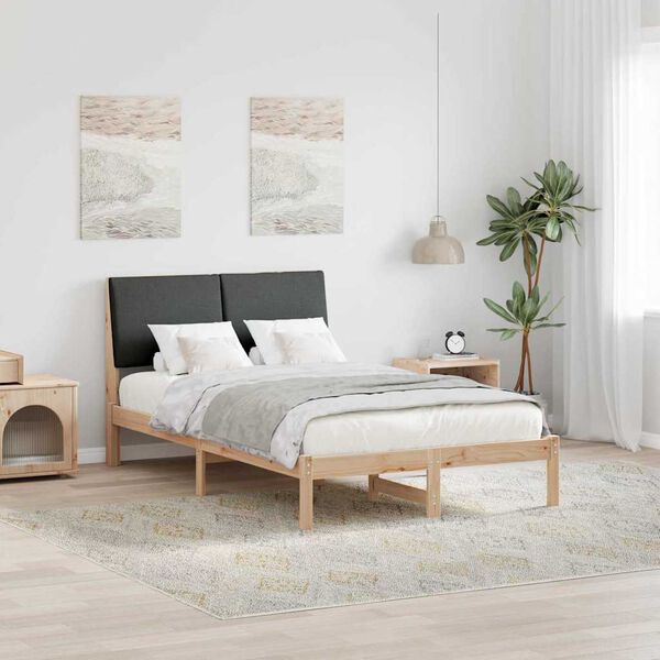 vidaXL Bettgestell Braun und Dunkelgrau 135 x 190 cm Massivholz Kiefer