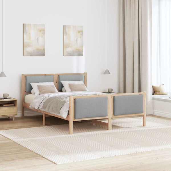 vidaXL Bettrahmen mit Kopfteil Hellgrau 140 x 200 cm Stoff