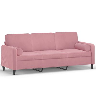 vidaXL 3-Sitzer-Sofa mit Zierkissen Rosa 180 cm Samt