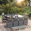 vidaXL 9-tlg. Garten-Essgruppe mit Kissen Poly Rattan Grau