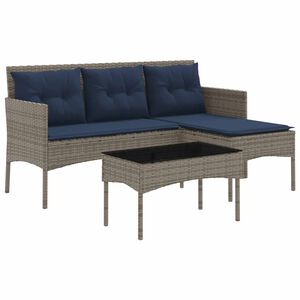 vidaXL Gartensofa-set 2 stk. Grau und Marineblau Poly-Rattan