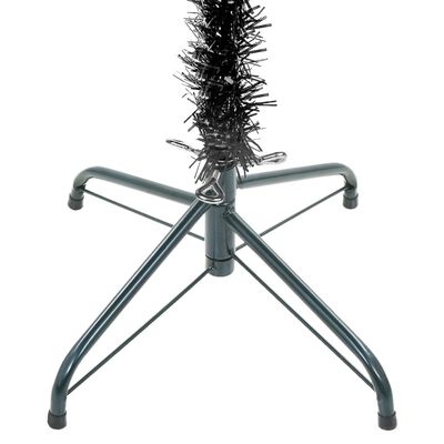vidaXL Weihnachtsbaum Schlank mit Beleuchtung & Kugeln Schwarz 180 cm