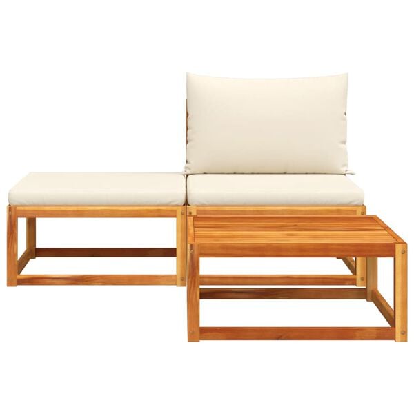 vidaXL 3-tlg. Gartensofa-Set mit Kissen Holz Akazie & Rattan
