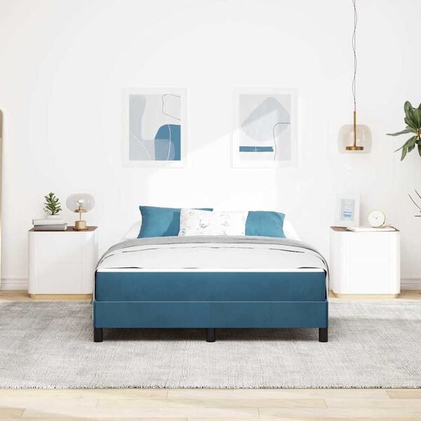 vidaXL Boxspringbett mit Matratze Dunkelblau 160 x 200 cm Stoff