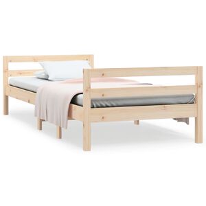 vidaXL Massivholzbett ohne Matratze Wachsbraun 90x200 Kiefernholz