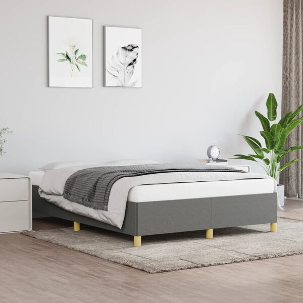 vidaXL Bettgestell ohne Matratze Dunkelgrau 140x190 cm Stoff