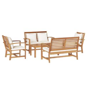 vidaXL Gartensofa-set 5 stk. Natur Massives Teakholz