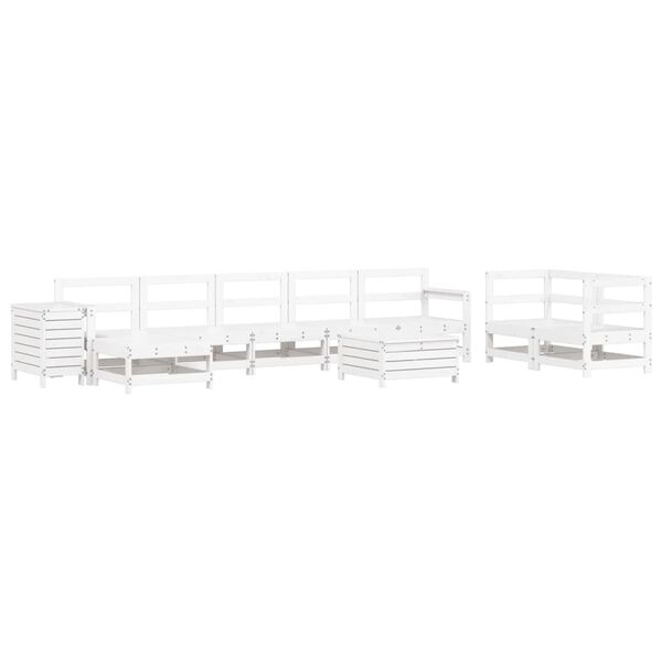 vidaXL 10-tlg. Garten-Sofagarnitur Wei&szlig; Massivholz Kiefer