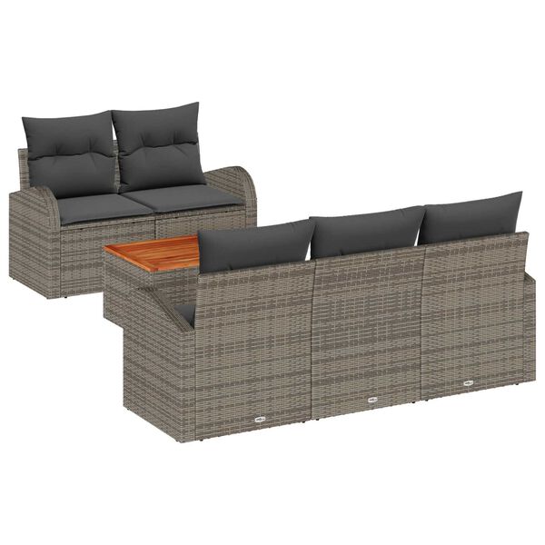 vidaXL Gartensofa-set mit Speicher 6 pcs Grau Poly-Rattan