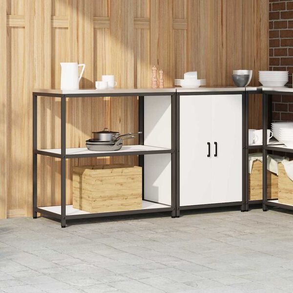 vidaXL Aufbewahrungsset f&uuml;r die K&uuml;che 2 pcs Wei&szlig; Kaltgewalzter Stahl
