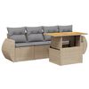 vidaXL 5-tlg. Garten-Sofagarnitur mit Kissen Beige Poly Rattan