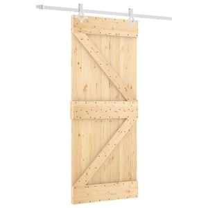 vidaXL Schiebet&uuml;r Nat&uuml;rlich und Wei&szlig; 85 x 210 cm Massivkiefer