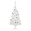 vidaXL K&uuml;nstlicher Weihnachtsbaum mit Beleuchtung & Kugeln Wei&szlig; 210 cm