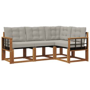 vidaXL Outdoor-Sofagarnitur mit Kissen 4 pcs Nat&uuml;rlich und Hellgrau