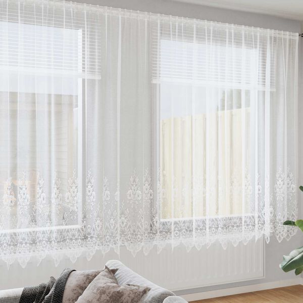 vidaXL Spitzenvorhang mit Vorh&auml;ngen Wei&szlig; 900 x 240 cm Polyester