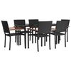 vidaXL 7-tlg. Garten-Essgruppe Schwarz Poly Rattan