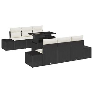 vidaXL Garten-Sofa-Set mit Kissen 7 pcs Schwarz und Creme
