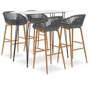 vidaXL 5-tlg. Bar-Set Wei&szlig; und Grau