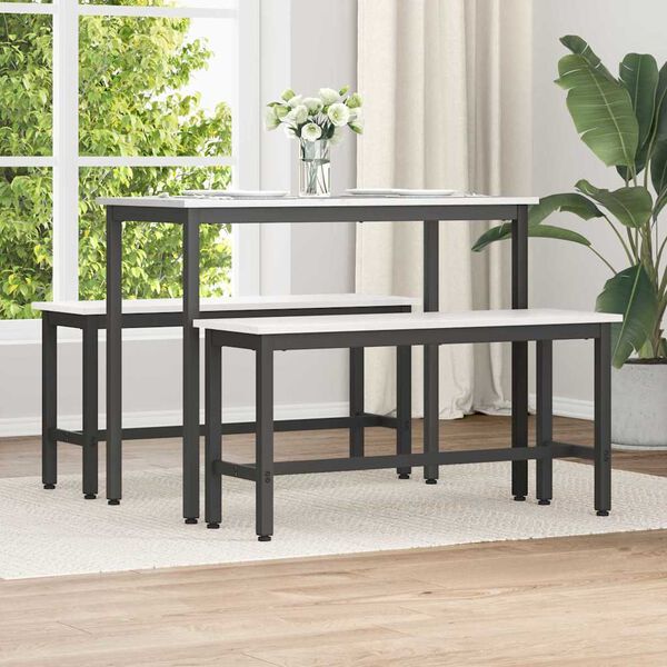 vidaXL Esstischbank Wei&szlig; 100 x 32,5 x 49 cm Massives Kiefernholz