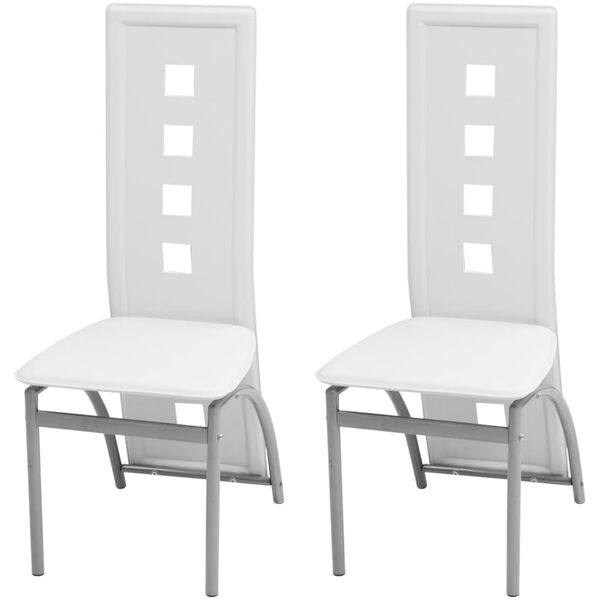vidaXL Esszimmerst&uuml;hle 2 Stk. Wei&szlig; Kunstleder