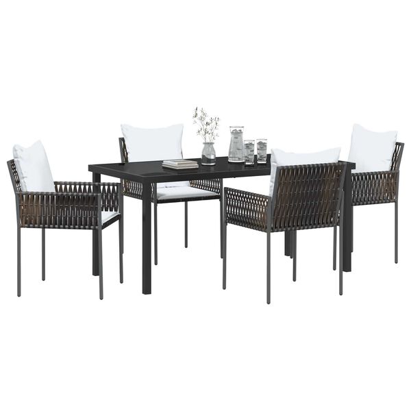 vidaXL Garten Essgruppe 5 pcs Braun und Schwarz PE-Rattan