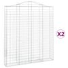 vidaXL Gabionen mit Hochbogen 2 Stk. 200x30x220/240cm Verzinktes Eisen