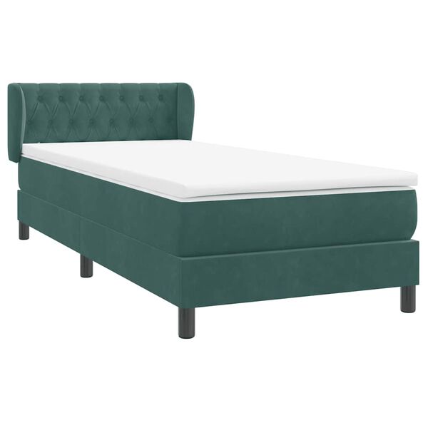vidaXL Boxspringbett mit Matratze Dunkelgr&uuml;n 80x210 cm Samt