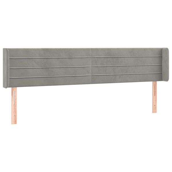 vidaXL Kopfteil mit Ohren Hellgrau 183x16x78/88 cm Samt