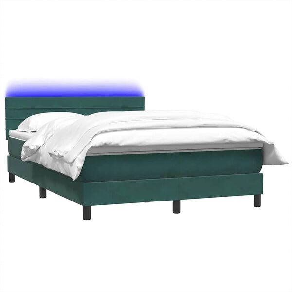 vidaXL Boxspringbett mit Matratze Dunkelgr&uuml;n 140x220 cm Samt