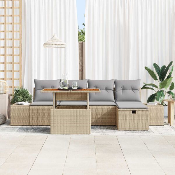 vidaXL Garten-Sofa-Set 6 pcs Beige Poly-Rattan