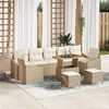 vidaXL Gartensofa-set mit Kissen mit Speicher 10 pcs Beige Poly Rattan