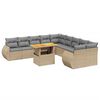 vidaXL 11-tlg. Garten-Sofagarnitur mit Kissen Beige Poly Rattan