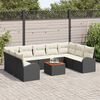 vidaXL Gartensofa-set mit Kissen 10 pcs Schwarz Poly-Rattan