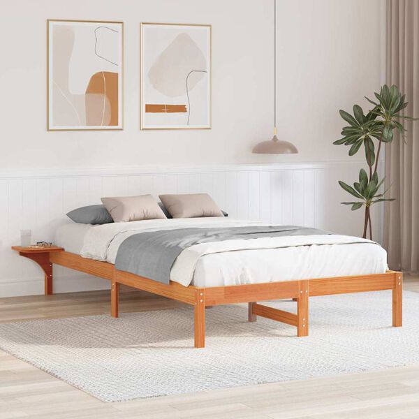 vidaXL Bettrahmen Wachsbraun 120 x 190 cm Massives Kiefernholz