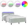 vidaXL LED Boxspringbett mit Matratze Hellgrau 160 x 200 cm Samt