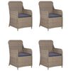 vidaXL 5-tlg. Garten-Essgruppe mit Kissen Poly Rattan Braun