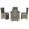 vidaXL Garten Essgruppe mit Kissen 5 pcs Grau Poly-Rattan