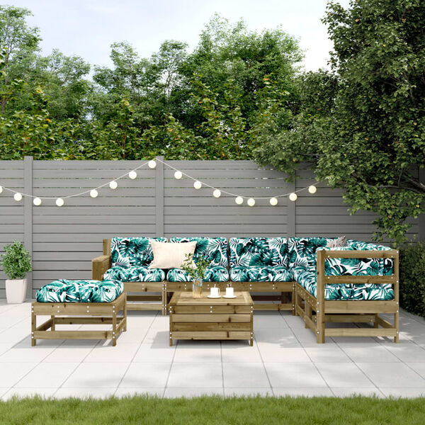 vidaXL 8-tlg. Garten-Lounge-Set mit Kissen Impr&auml;gniertes Kiefernholz