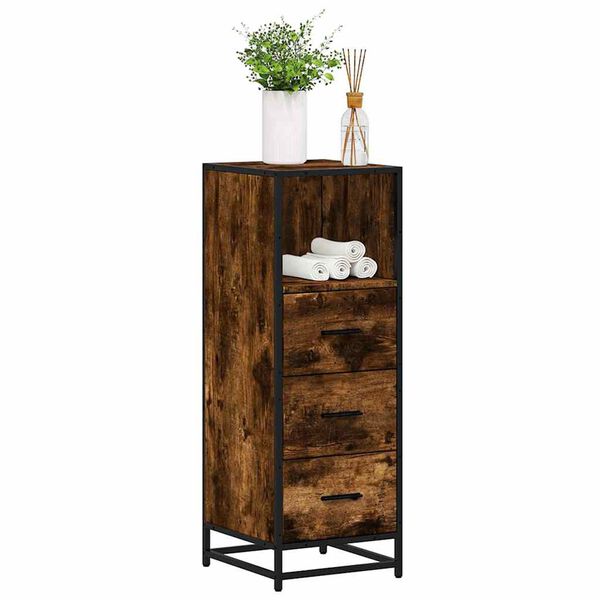 vidaXL Badschrank R&auml;uchereiche 35x37,5x100 cm Holzwerkstoff