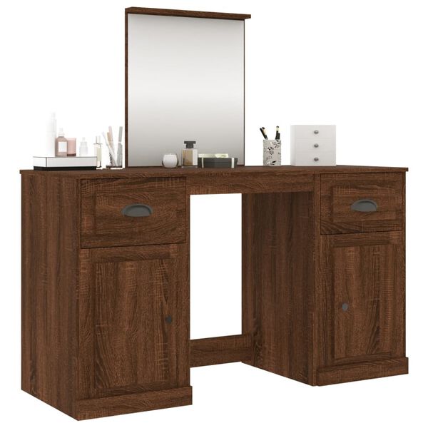 vidaXL Schminktisch mit Spiegel Braun Eichen-Optik 130x50x132,5 cm