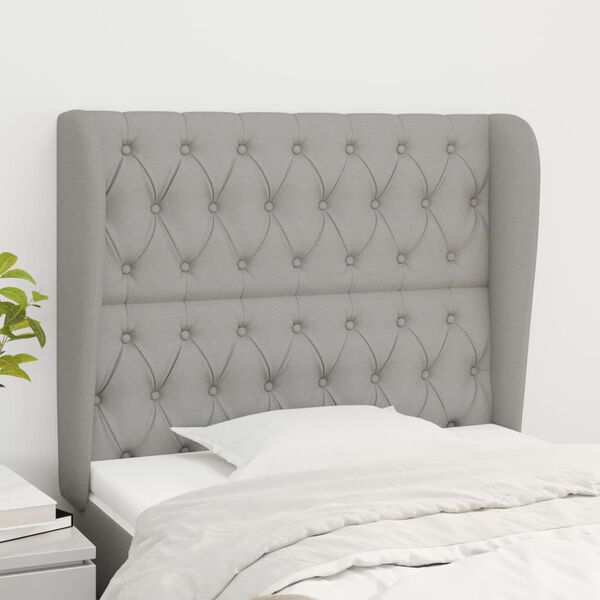 vidaXL Kopfteil mit Ohren Hellgrau 93x23x118/128 cm Stoff