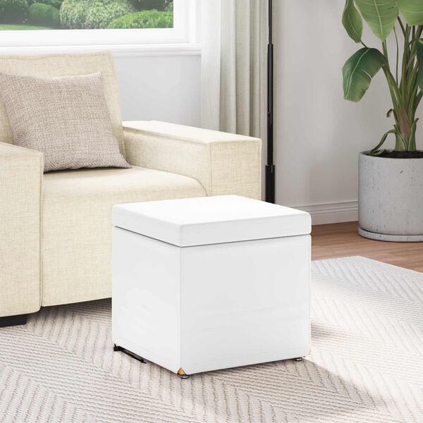 vidaXL Hocker Wei&szlig; 41 x 41 x 40 cm Kunstleder und Engineering Holz