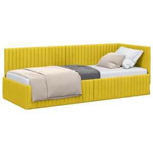 vidaXL Eckbettgestell mit Kopfteil Gelb 80 cm x 200 cm Samt