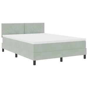 vidaXL LED Boxspringbett mit Kopfteil Hellgrau 140 x 190 cm Samt