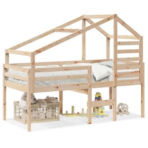 vidaXL Hochbett mit Dach 90x200 cm Massivholz Kiefer