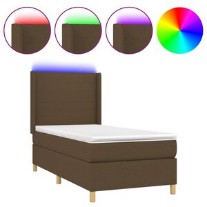 vidaXL Boxspringbett mit Matratze & LED Dunkelbraun 90x200 cm Stoff