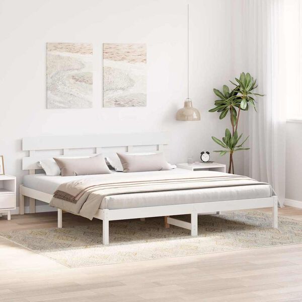 vidaXL Bettgestell mit Kopfteil Wei&szlig; 180 x 200 cm Massivholz Kiefer