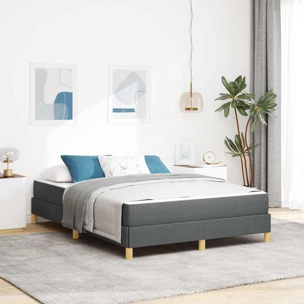 vidaXL Boxspringbett mit Matratze Dunkelgrau 160 x 200 cm Stoff